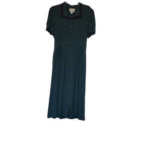 S.L.Fashions midi dress plus size 18, buttons all down front, blue, green